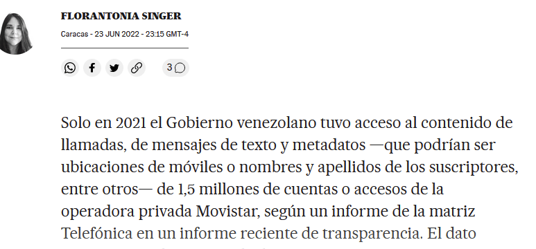 Más de un millón de cuentas de teléfono fueron intervenidas por orden de Venezuela
