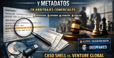 Análisis forense de correos electrónicos y metadatos en arbitrajes comerciales