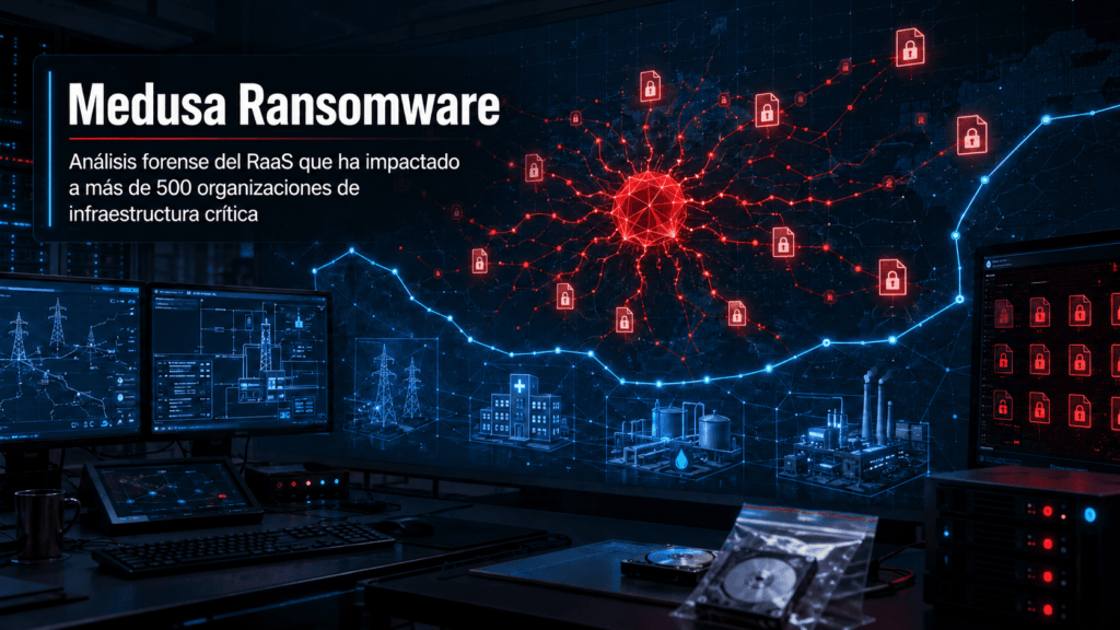 Medusa Ransomware: Análisis forense del RaaS que ha impactado a más de 500 organizaciones de infraestructura crítica y medidas de prevención prioritarias 1 Medusa Ransomware: Análisis forense del RaaS que ha impactado a más de 500 organizaciones de infraestructura crítica y medidas de prevención prioritarias